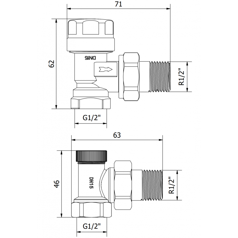 Mexen Uni-Term Eckheizkörperventile, gold - W901-000-50