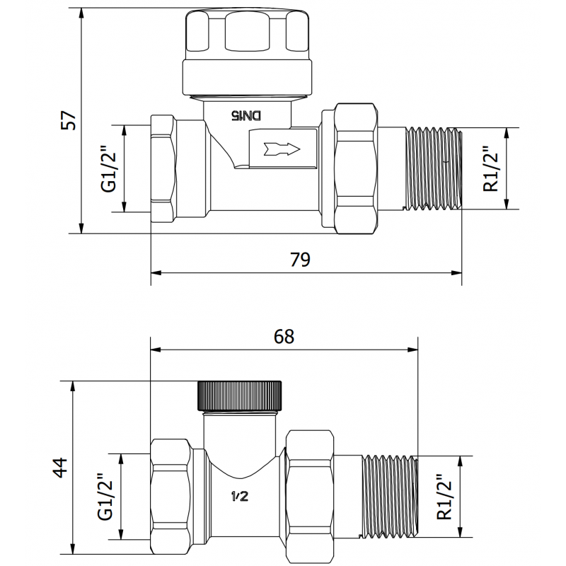 Mexen Uni-Term gerade Heizkörperventile, Chrom - W902-000-01