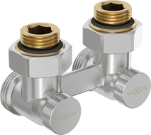 Mexen Heizkörperventil doppelrohr DN50, Eckform 1/2"x3/4", Nickel - W911-012-01