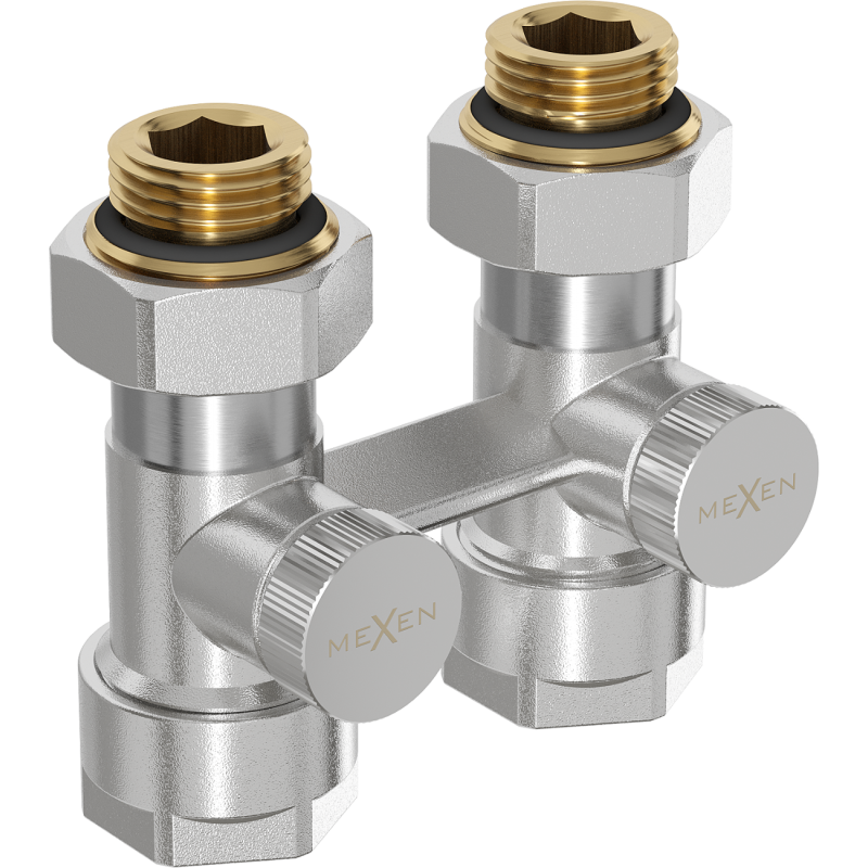 Mexen Uni-Term Zweirohr-Heizkörperventil DN50, gerade 1/2"x16 mm, Nickel - W912-016-01