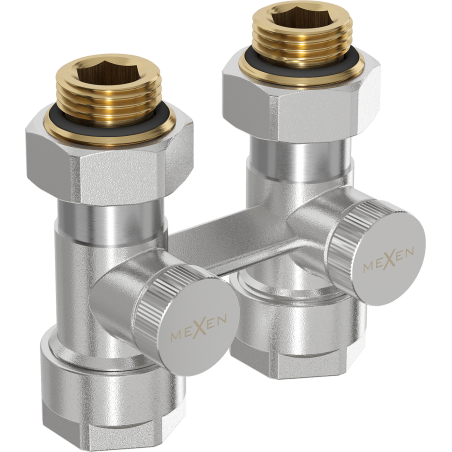 Mexen Uni-Term Zweirohr-Heizkörperventil DN50, gerade 1/2"x16 mm, Nickel - W912-016-01