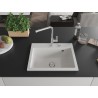Mexen Oscar Granitspüle 1-Becken 580 x 490 mm, weiß, Chrom Siphon - 6519581000-20