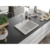 Mexen Oscar Granitspüle 1-Becken 580 x 490 mm, weiß, Chrom Siphon - 6519581000-20