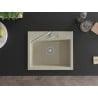 Mexen Oscar Granitspüle 1-Becken 580 x 490 mm, beige, Chromsiphon - 6519581000-69