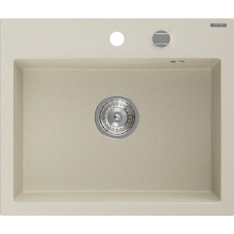 Mexen Oscar Granitspüle Einbauspüle 1-beckig 580 x 490 mm, beige, Siphon chrom - 6519581000-69