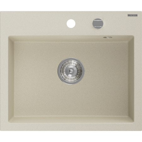 Mexen Oscar Granitspüle 1-Becken 580 x 490 mm, beige, Chromsiphon - 6519581000-69