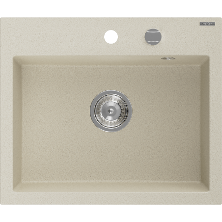 Mexen Oscar Granitspüle Einbauspüle 1-beckig 580 x 490 mm, beige, Siphon chrom - 6519581000-69