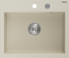 Mexen Oscar Granitspüle 1-Becken 580 x 490 mm, beige, Chromsiphon - 6519581000-69