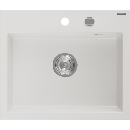 Mexen Oscar granitspüle 1-becken 580 x 490 mm, weiß, sifon chrom - 6519581000-20