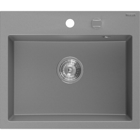 Mexen Oscar Granitspüle 1-Becken 580 x 490 mm, grau, Chromsiphon - 6519581000-71