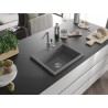 Mexen Oscar Granitspüle 1-beckig 580 x 490 mm, grau, chrom Siphon - 6519581000-71