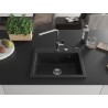 Mexen Oscar 1-Kammer-Granitatrog 580 x 490 mm, schwarz/silber metallic, chrom Siphon - 6519581000-73