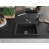 Mexen Oscar Granitspüle 1-Becken 580 x 490 mm, schwarz/silber metallic, Chrom-Siphon - 6519581000-73