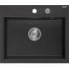Mexen Oscar 1-Kammer-Granitatrog 580 x 490 mm, schwarz/silber metallic, chrom Siphon - 6519581000-73
