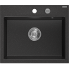 Mexen Oscar Granitspüle 1-Becken 580 x 490 mm, schwarz/silber metallic, Chrom-Siphon - 6519581000-73