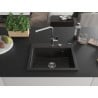 Mexen Oscar Granitspüle 1-Becken 580 x 490 mm, Schwarz/Gold Metallic, Chrom-Siphon - 6519581000-75