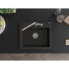 Mexen Oscar Granitspüle 1-Becken 580 x 490 mm, Schwarz/Gold Metallic, Chrom-Siphon - 6519581000-75