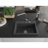 Mexen Oscar Granit-Spüle 1-beckig 580 x 490 mm, schwarz gesprenkelt, Siphon Chrom - 6519581000-76