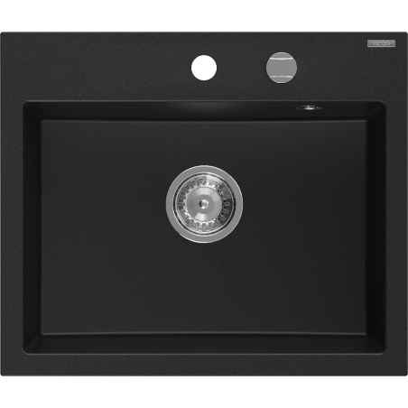 Mexen Oscar Granitspüle 1-becken 580 x 490 mm, schwarz, Siphon Chrom - 6519581000-77