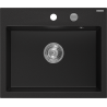 Mexen Oscar Granitspüle 1-becken 580 x 490 mm, schwarz, Siphon Chrom - 6519581000-77