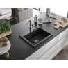 Mexen Oscar Granitspüle 1-becken 580 x 490 mm, schwarz, Siphon Chrom - 6519581000-77