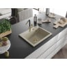 Mexen Oscar Granitspüle 1-Becken 580 x 490 mm, beige, goldener Siphon - 6519581000-69-G