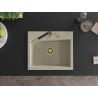 Mexen Oscar Granitspüle 1-Becken 580 x 490 mm, beige, goldener Siphon - 6519581000-69-G
