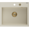 Mexen Oscar Granitspüle 1-Becken 580 x 490 mm, beige, goldener Siphon - 6519581000-69-G