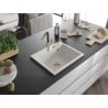 Mexen Oscar Granitspüle 1-becken 580 x 490 mm, weiß, goldener Siphon - 6519581000-20-G