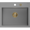Mexen Oscar 1-Wege-Großraumspüle 580 x 490 mm, grau, Siphon goldfarben - 6519581000-71-G