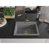 Mexen Oscar 1-Wege-Großraumspüle 580 x 490 mm, grau, Siphon goldfarben - 6519581000-71-G