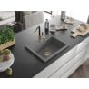Mexen Oscar 1-Wege-Großraumspüle 580 x 490 mm, grau, Siphon goldfarben - 6519581000-71-G