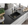 Mexen Oscar Granitspüle 1-Becken 580 x 490 mm, schwarz/silber metallic, goldener Siphon - 6519581000-73-G