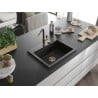 Mexen Oscar Granitspüle 1-beckig 580 x 490 mm, schwarz/gold metallic, goldener Siphon - 6519581000-75-G