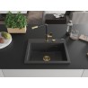 Mexen Oscar Granitspüle 1-becken 580 x 490 mm, schwarz gesprenkelt, goldener Siphon - 6519581000-76-G
