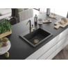 Mexen Oscar Granitspüle 1-becken 580 x 490 mm, schwarz gesprenkelt, goldener Siphon - 6519581000-76-G