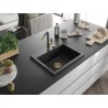 Mexen Oscar Granitspüle 1-beckig 580 x 490 mm, schwarz, goldener Siphon - 6519581000-77-G