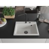 Mexen Oscar Granitspüle 1-Becken 580 x 490 mm, weiß, schwarzer Siphon - 6519581000-20-B