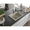 Mexen Oscar Granitspüle 1-Becken 580 x 490 mm, beige, schwarzer Siphon - 6519581000-69-B
