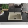 Mexen Oscar Granitspüle 1-Becken 580 x 490 mm, beige, schwarzer Siphon - 6519581000-69-B