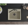 Mexen Oscar Granitspüle 1-Becken 580 x 490 mm, beige, schwarzer Siphon - 6519581000-69-B