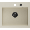Mexen Oscar Granitspüle 1-Becken 580 x 490 mm, beige, schwarzer Siphon - 6519581000-69-B