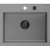 Mexen Oscar Granitspüle 1-Becken 580 x 490 mm, grau, schwarzer Siphon - 6519581000-71-B