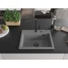 Mexen Oscar Granitspüle 1-Becken 580 x 490 mm, grau, schwarzer Siphon - 6519581000-71-B