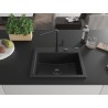Mexen Oscar Granitspüle 1-becken 580 x 490 mm, schwarz/silber metallic, schwarzer Siphon - 6519581000-73-B