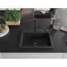 Mexen Oscar Granitspüle 1-Kammer 580 x 490 mm, schwarz/gold metallic, schwarzer Siphon - 6519581000-75-B