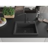 Mexen Oscar Granitspüle 1-Becken 580 x 490 mm, schwarz gesprenkelt, schwarzer Siphon - 6519581000-76-B