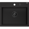 Mexen Oscar Granitspüle 1 Becken 580 x 490 mm, schwarz, schwarzer Siphon - 6519581000-77-B