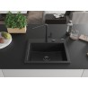 Mexen Oscar Granitspüle 1 Becken 580 x 490 mm, schwarz, schwarzer Siphon - 6519581000-77-B