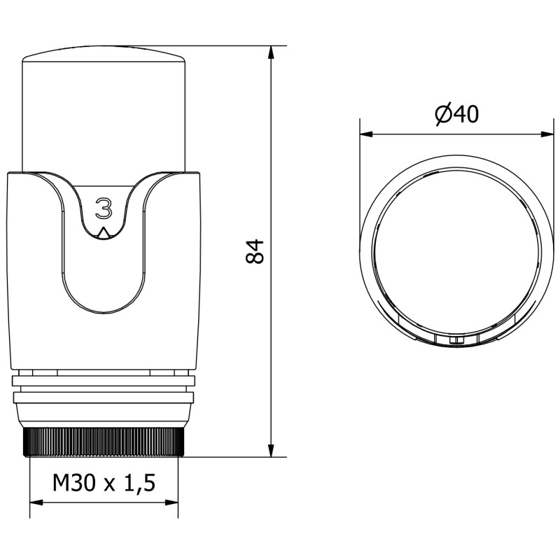 Mexen Uni-H Thermostatkopf für Heizkörper, schwarz - W900-000-70